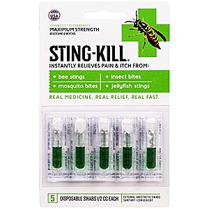 $4.59* | Sting-Kill Maximum Strength Bug Relief Disposable Swabs at Amazon
