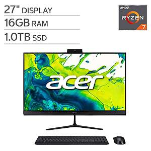 Acer Aspire 27" All-in-One Desktop – AMD Ryzen 7 5825U - FHD 120Hz (1920 x 1080) - 16GB RAM - 1TB SSD - Windows 11 Home $799.99 + $14.99 shipping Costco.com