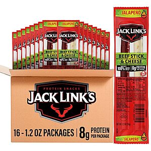 [S&S] Jack Link's Jalapeno Beef Jerky Sticks and Cheese Sticks Combo - (16 Pack) 1.2 oz Snack Packs $15.67