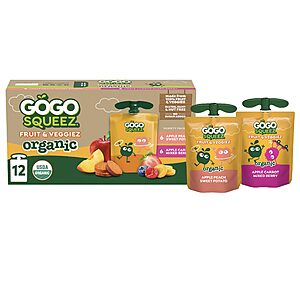 [S&S] GoGo squeeZ No Sugar Added Organic Fruit & veggieZ Applesauce, 12 Count $9.61
