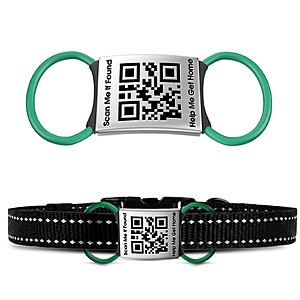 TechMark Slide-on QR Code Dog Tag for 1" Collars $4, QR Code ID Tag w/ Custom Text $5 + Free Shipping w/ Prime or on $35+