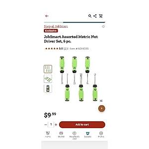 Jobsmart 6pc Nut Driver Set mm