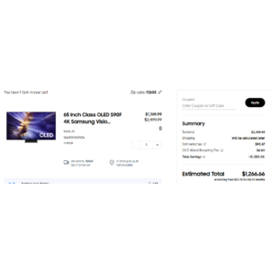 65" Samsung S90F OLED 4K 144Hz Smart TV (2025) $1,169.99 + Free Shipping $1169.99