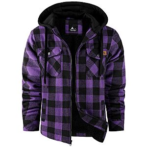 Amazon – Men's Sherpa-Lined Plaid Flannel Hoodie - $19.99–$22.99 w/ Code + Deal