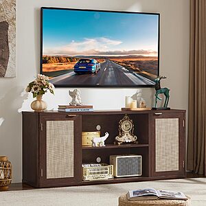 59" LEYAOYAO Rattan TV Stand for Living Room w/ 6-Large Storage $79.99 + Free Shipping