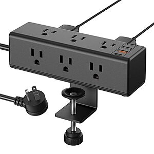 6' Flat Plug CCCEI 9-Outlet Desk Clamp Surge Protector w/ USB-A & 45W USB-C $14.99 + Free Shipping w/ Prime or on $35+