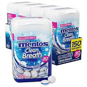 [SnS, AC] $7.67 | 4-Pack 150-Count Mentos Clean Breath Sugarfree Hard Mint (Intense Peppermint) at Amazon