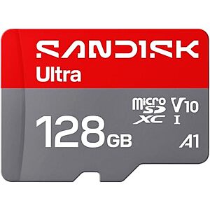 128GB SANDISK Ultra A1 V10 microSD Card + Adapter $27.50