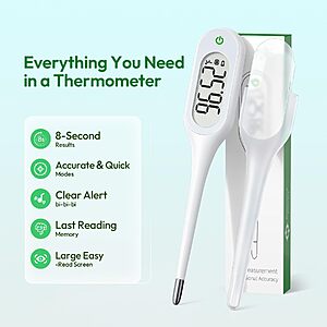 8 Seconds Basal Thermometer for Adult & Kids, Accurate & Safe Thermometer $1.49