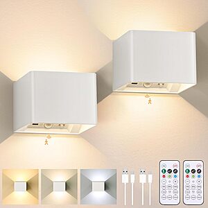 YoChoice Rechargeable 6000mAh Motion Sensor Cordless LED Wall Sconce w/ Remote & Touch Control: 2-Pack $18, 4-Pack $31 + Free Shipping w/ Prime or on $35+