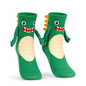 Bibalabili Kids' 3D Animal Crew Socks (Green Dinosaur) $5.99 + Free Shipping w/ Prime or on $35+