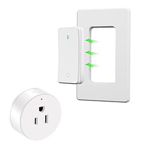 Greencycle Remote Control Outlet w/ Detachable Wireless Wall Switch $9.99 + Free Shipping w/ Prime or on $35+