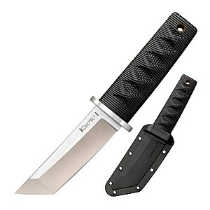 Cold Steel Kyoto 3.25" Durable Compact 8Cr13MoV Stainless Steel Fixed Blade Tanto Outdoor Hunting Utility Knife, 3 3/8" Textured Kray-Ex Handle, Sheath Included $16.48