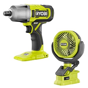 Ryobi ONE+ 18V Cordless 1/2 in. Impact Wrench with ONE+ 18V Cordless 4 in. Clamp Fan (Tools Only) $69