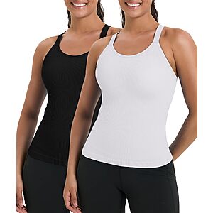 2-Pack HIGHDAYS Women's Seamless Racerback Tank Tops w/ Built-In Bra (various) $18.99 + Free Shipping w/ Prime or on $35+