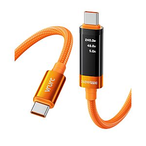 VRURC Ultra 240W Fast Charging USB C Cable with LED Digital Display,3.3ft