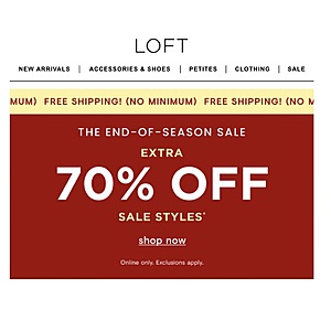 Loft.com End Of Season Sale Extra 70% Off Sale Styles