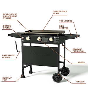 KingChii 3-Burner 27" Propane Griddles Outdoor Flat Top Gas Grill Griddle for Camping, Tailgating, BBQ, Parties, Backyard & Patio, $174.73, FS, Walmart