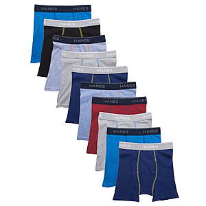 10 pack, Hanes Boys Boxer Briefs Underwear Pack, $14.98, Walmart $14.97