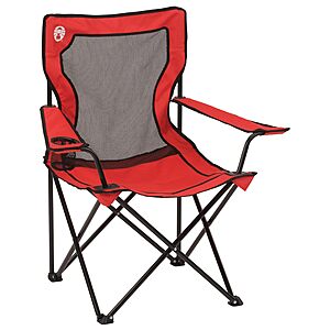 Coleman Broadband Mesh Quad Camping Chair with Carry Bag & Cup Holder, Cooling Mesh Back with Adjustable Arms, Great for Camping, Tailgating, Firepits, Patio, & More $14.97