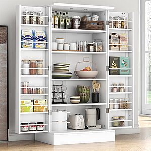47" Kepptory Pantry Storage Cabinet w/ Doors & Adjustable Shelves (White) $98.99 + Free Shipping