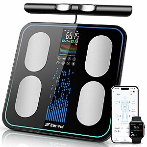Amazon - 8-Electrode Smart Body Fat Scale Segmental Fat & Muscle Analysis, 28 Metrics, High-Accuracy Digital Bathroom Scale with Handle - $45.49