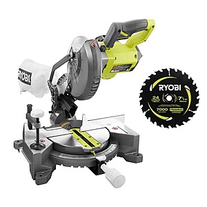 Ryobi ONE+ 18V Cordless 7-1/4 in. Compound Miter Saw (Tool Only) with 24T Carbide Thin Kerf Circular Saw Blade (1-Piece) $139
