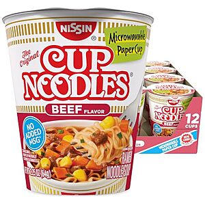 [SnS] $4.22* | 12-Pk 2.25-Oz Nissin Cup Noodles Ramen Noodle Soup (Beef) at Amazon (35.2￠ each)
