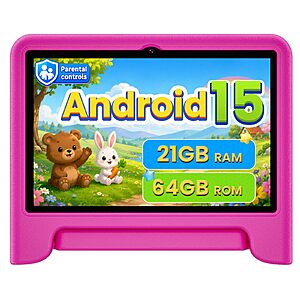 Android 15 Kids Tablet 10.1 Inch, Octa-Core Processor, Case Included,Pink $53.99