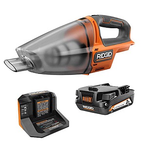 RIDGID 18V Cordless Hand Vacuum Kit with 2.0 Ah Battery and Charger