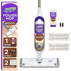 [AC] $16.99 | Swiffer PowerMop Wood Mop Kit w/ 2x Mop Pad Refills & Cleaning Solution at Amazon
