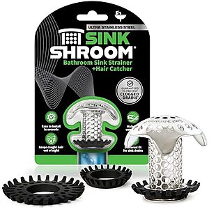 [AC] $6.99* | SinkShroom Ultra Stainless Steel Bathroom Sink Strainer + Hair Catcher at Amazon