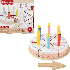 Fisher-Price 14-Piece Wooden Pretend Play Cake Set $14.97 + Free Shipping w/ Prime or on $35+