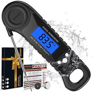 AMMZO Digital Magnetic Instant Read Food/Meat Thermometer (Black) $5.29 + Free Shipping w/ Prime or on $35+