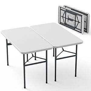 2-Pack 4' Make Changes Plastic Folding Table w/ Steel Legs (White) $55.99 + Free Shipping