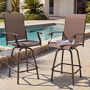 Nuu Garden Swivel 2-Piece Steel Outdoor High Bar Stools $126