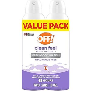 [SnS, AC] $7.79* | 2pk 5oz OFF! Clean Feel 20% Picaridin Insect Repellent Aerosol at Amazon