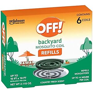 [SnS] $3.20* | 6-Ct Off! Backyard Mosquito Repellent Coil Refills (Country Fresh Scent) at Amazon