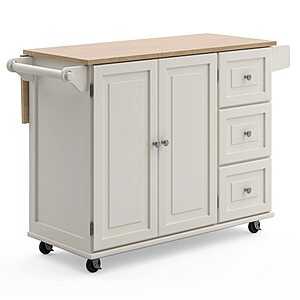 $125.99: Homestyles Dolly Madison Off-White Mobile Kitchen Island Cart with Wood Drop Leaf Breakfast Bar at Amazon