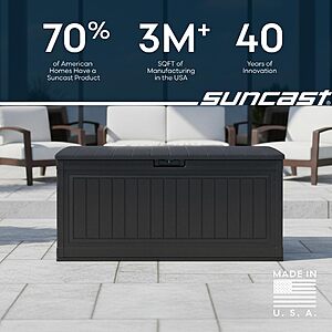 Suncast 80 Gal, Large Outdoor Patio Deck Box, Pad-Lockable Lid, various colors $128.8