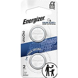 [SnS, AC] $2.13* | 2-Pk Energizer CR2025 3V Lithium Batteries at Amazon