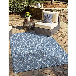 Unique Loom Outdoor Trellis Collection Area Rug - Gitter (2' x 3' 1" Rectangle, Blue/ Ivory) $26.99