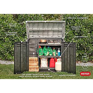 Keter Store-It-Out Prime XL 4.75 x 2.6 Foot Resin Outdoor Storage Shed with Double Doors and Easy Lift Hinges $297.99