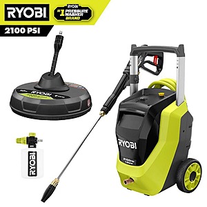 Ryobi 2100 PSI 1.2 GPM Cold Water Electric Pressure Washer with Surface Cleaner $179