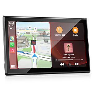 Topexplore 7" Wireless CarPlay Screen with Magnetic Mount & Android Auto $35.59