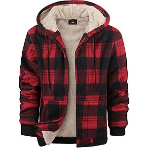 Amazon – ZITY Men's Sherpa-Lined Plaid Hoodie - $19.79–$24.28 w/ Code + Sale
