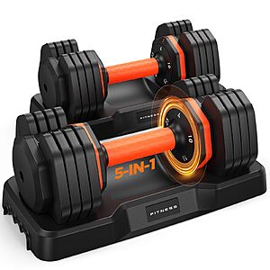 Adjustable Dumbbell Set of 2, 5-in-1 Weights Dumbbell Set with Storage Box, 25lbs Adjustable Weights with Anti-slip Silicone Grip, Weight Set For Home Gym $110.49