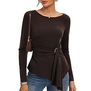 Kate Kasin Women Boat Neck Wrap Blouse $8.98