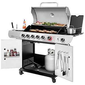 Royal Gourmet SG6002 Classic 6-Burner 71000-BTU LP Gas Grill with Sear Burner and Side Burner, Stainless Steel $329.99