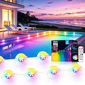 Amazon – AHAWILL 150-Ft RGB Pool Lights - $12.99 w/ Code